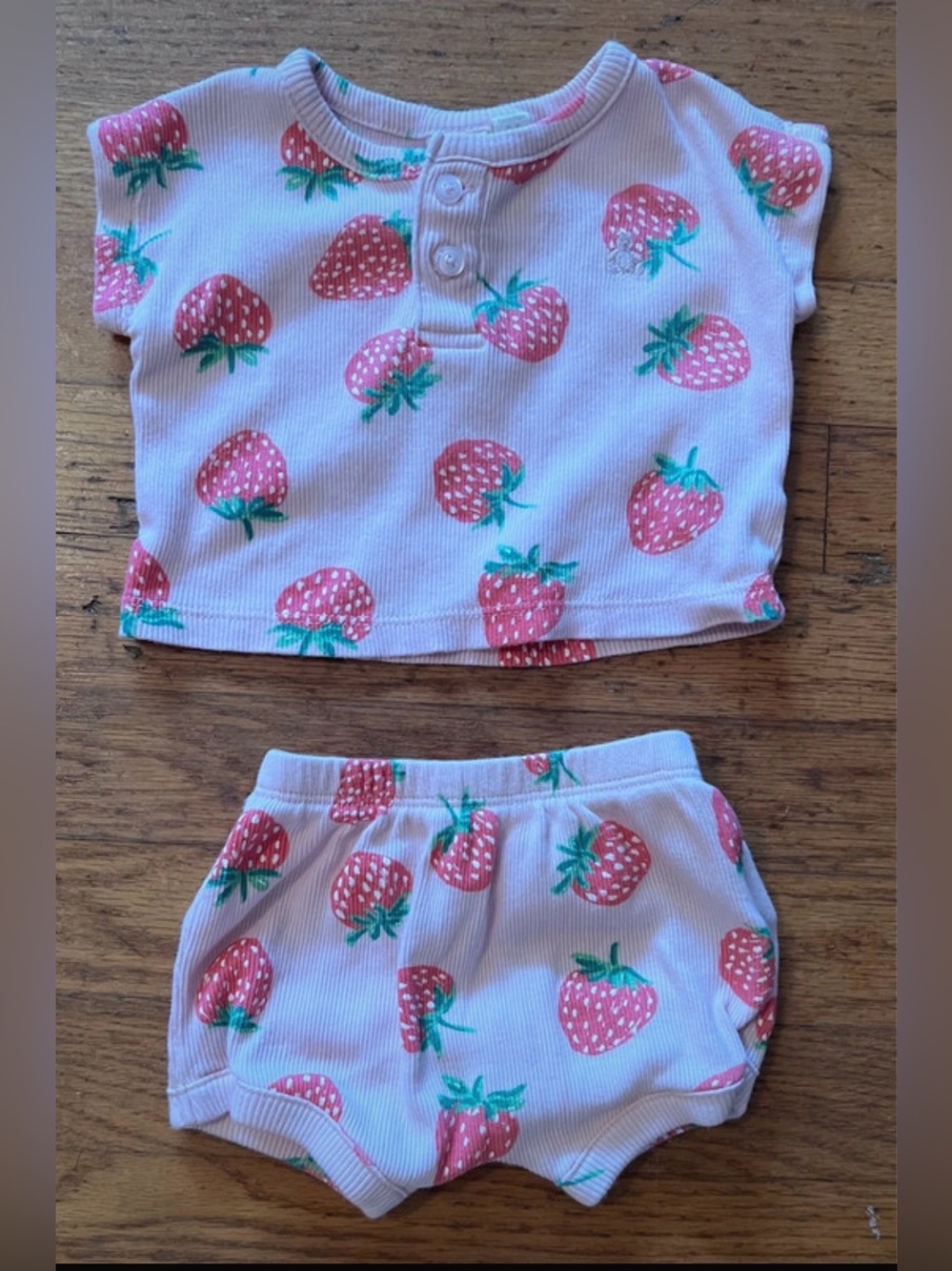 Baby Two-Piece Pink Strawberry Print